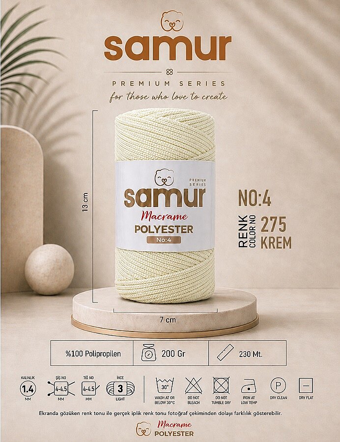 SAMUR,4 NO POLYESTER MAKROME 0275 KREM - SAMUR