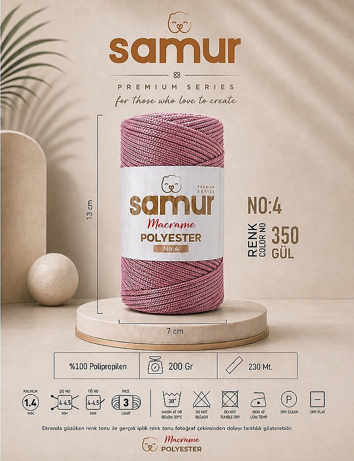 SAMUR,4 NO POLYESTER MAKROME 0350 GÜL - 1