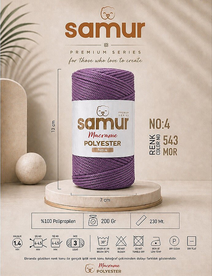 SAMUR,4 NO POLYESTER MAKROME 0543 MOR - 1