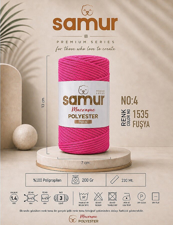 SAMUR,4 NO POLYESTER MAKROME 1535 FUŞYA - 1