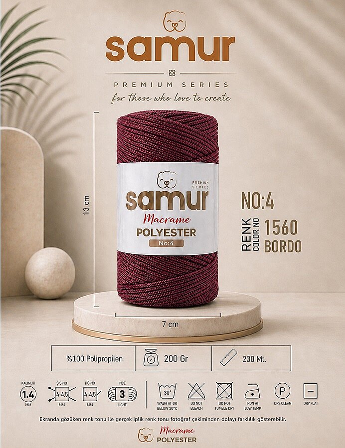 SAMUR,4 NO POLYESTER MAKROME 1560 BORDO - SAMUR