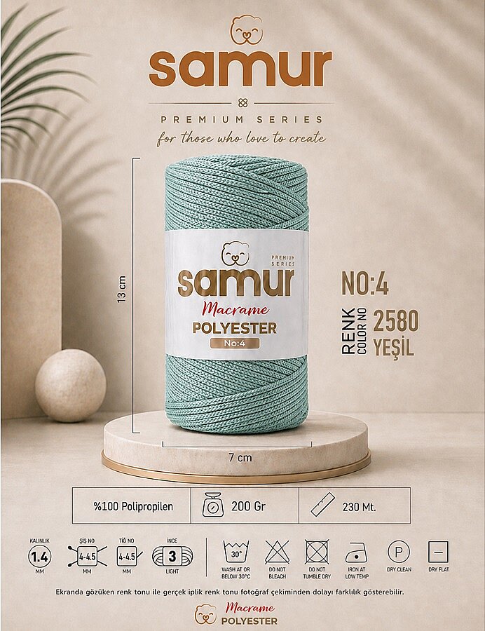 SAMUR,4 NO POLYESTER MAKROME 2580 YEŞİL - 1