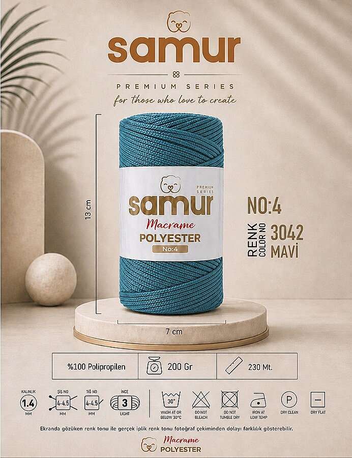 SAMUR,4 NO POLYESTER MAKROME 3042 MAVİ - 1