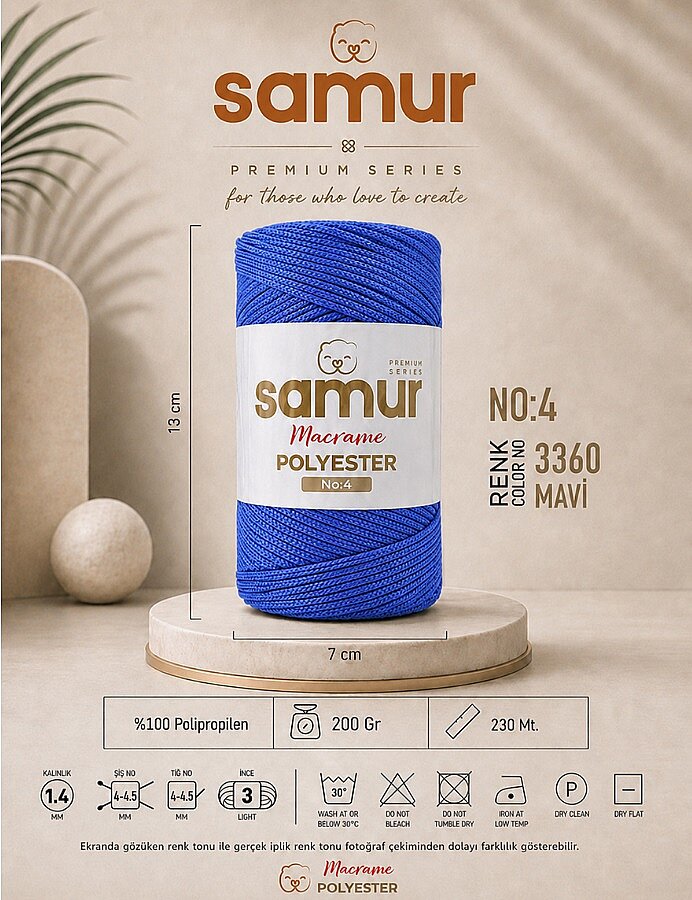 SAMUR,4 NO POLYESTER MAKROME 3360 MAVİ - 1