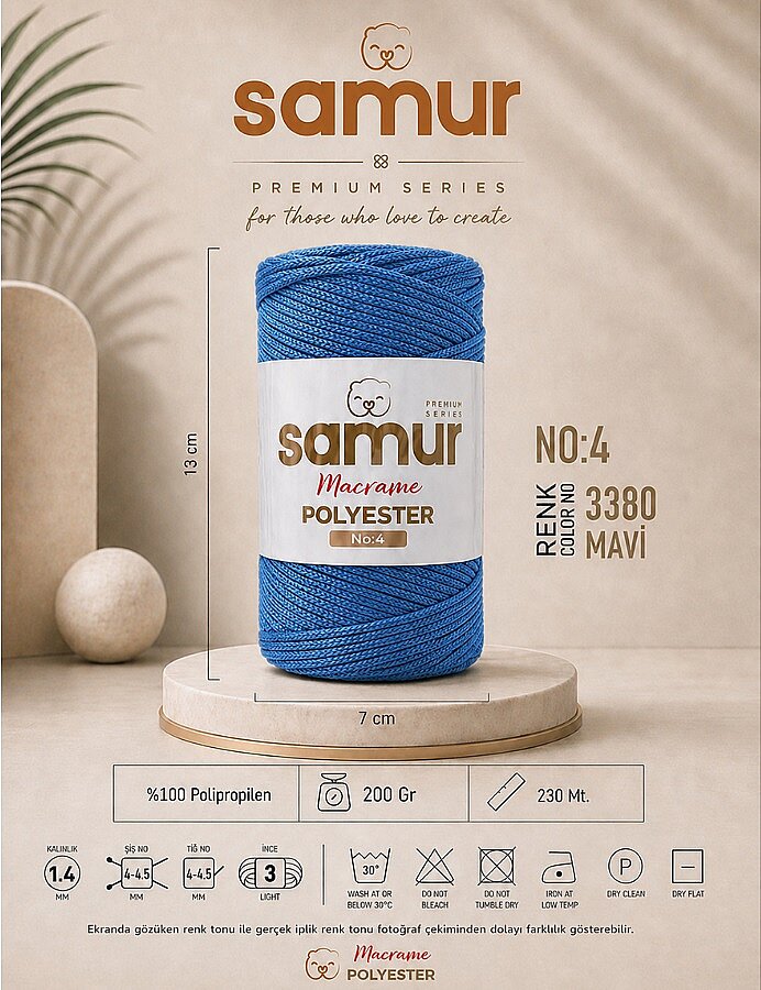 SAMUR,4 NO POLYESTER MAKROME 3380 MAVİ - 1