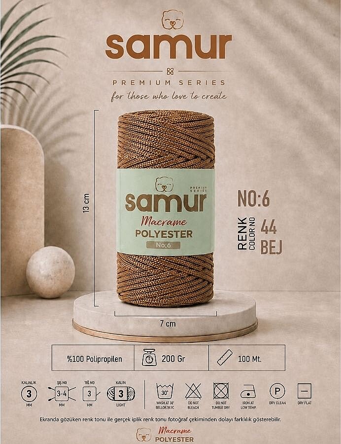 SAMUR,6 NO POLYESTER MAKROME 0044 BEJ - SAMUR