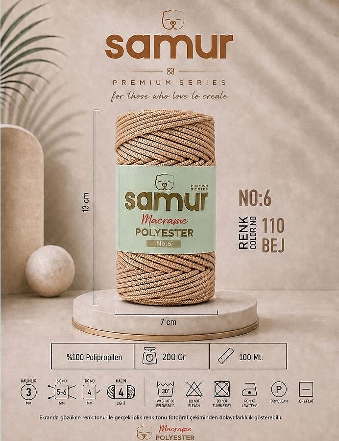 SAMUR,6 NO POLYESTER MAKROME 0110 BEJ - SAMUR