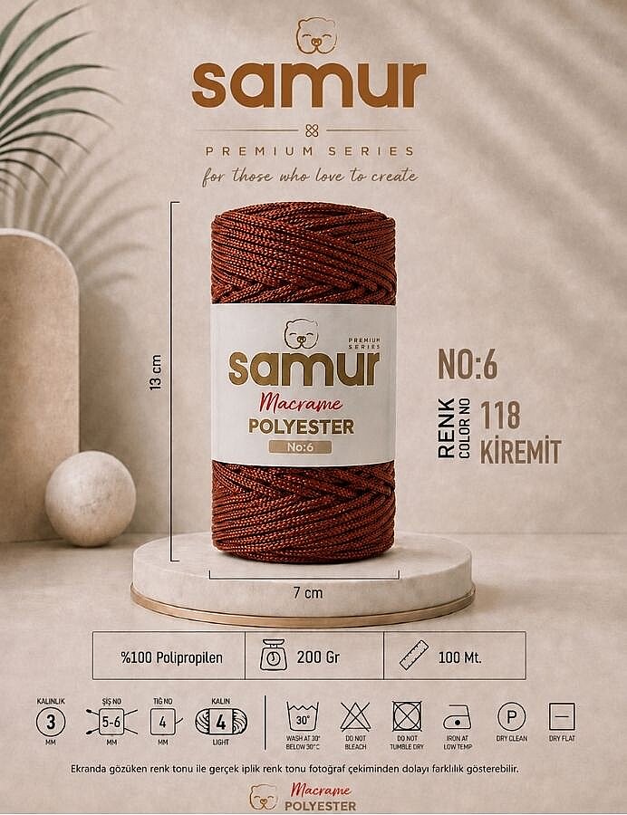 SAMUR,6 NO POLYESTER MAKROME 0118 KİREMİT - SAMUR
