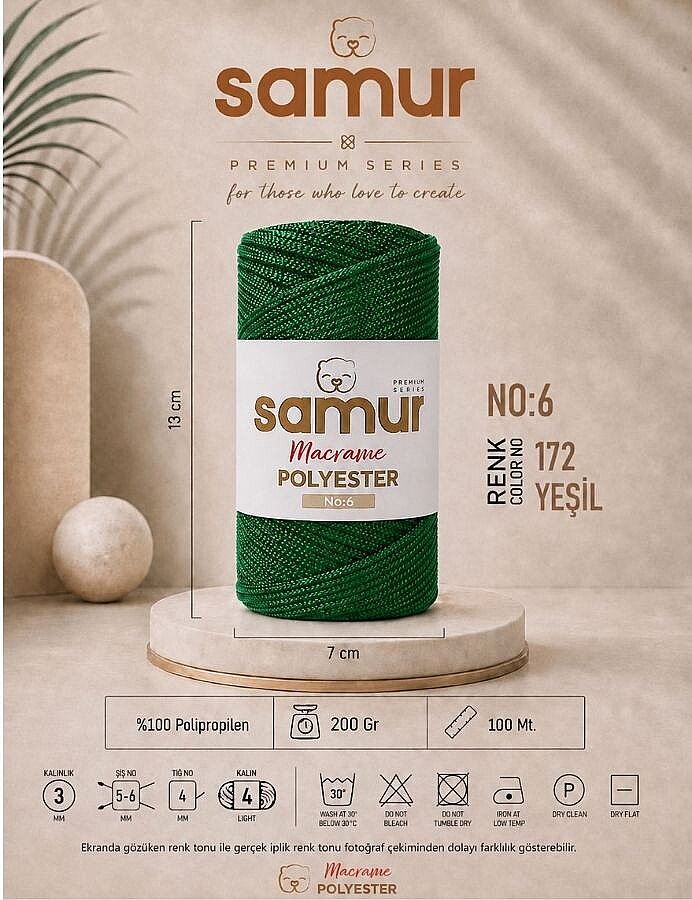 SAMUR,6 NO POLYESTER MAKROME 0172 YEŞİL - SAMUR