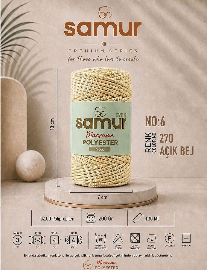 SAMUR,6 NO POLYESTER MAKROME 0270 AÇIK BEJ - SAMUR