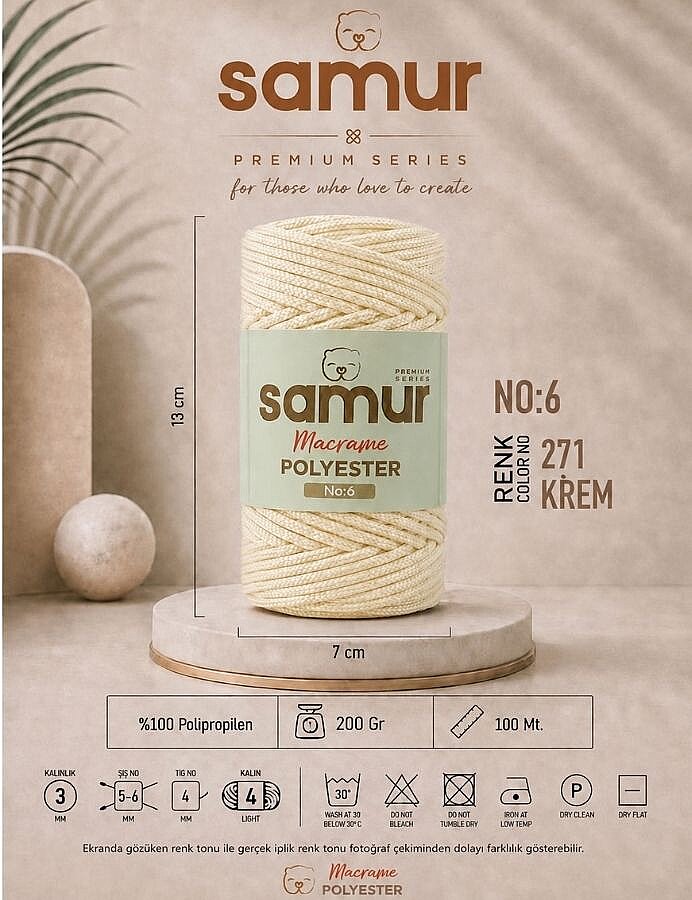 SAMUR,6 NO POLYESTER MAKROME 0271 KREM - SAMUR