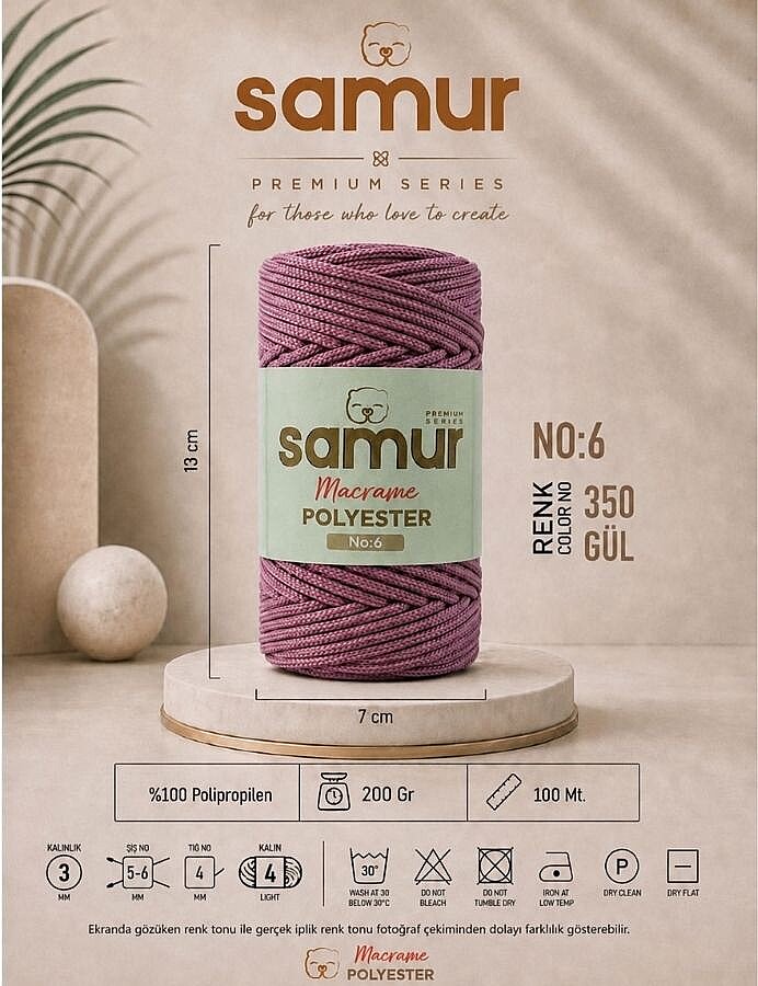 SAMUR,6 NO POLYESTER MAKROME 0350 GÜL - SAMUR