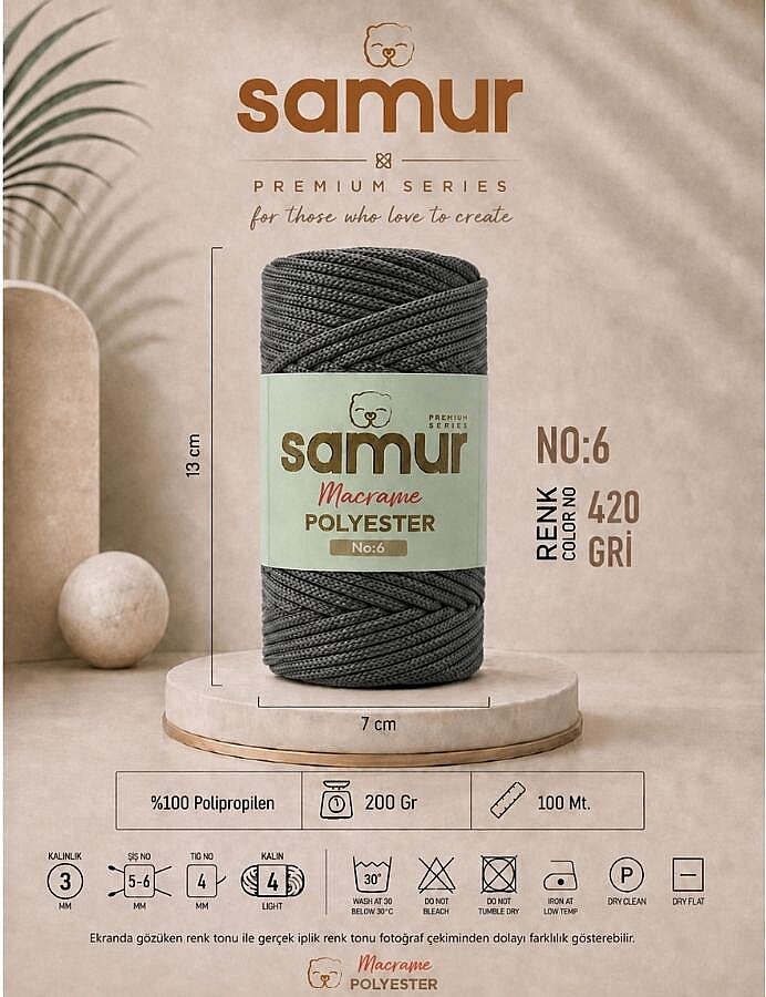 SAMUR,6 NO POLYESTER MAKROME 0420 GRİ - 1