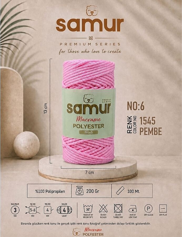 SAMUR,6 NO POLYESTER MAKROME 1545 PEMBE - SAMUR