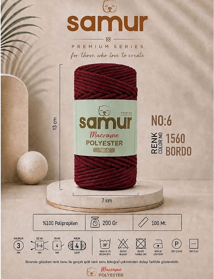 SAMUR,6 NO POLYESTER MAKROME 1560 BORDO - SAMUR