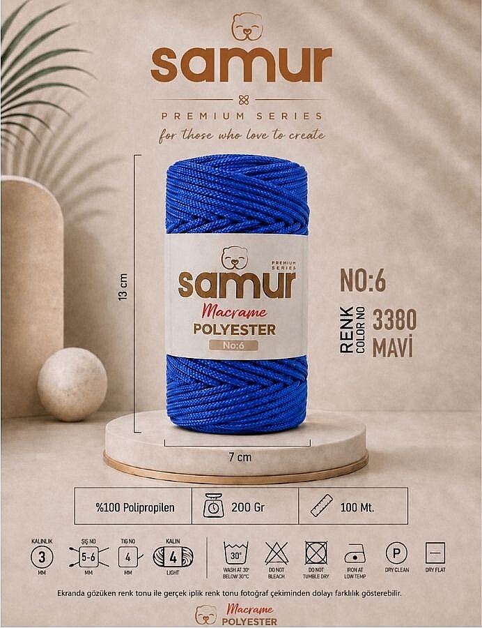 SAMUR,6 NO POLYESTER MAKROME 3380 MAVİ - 1