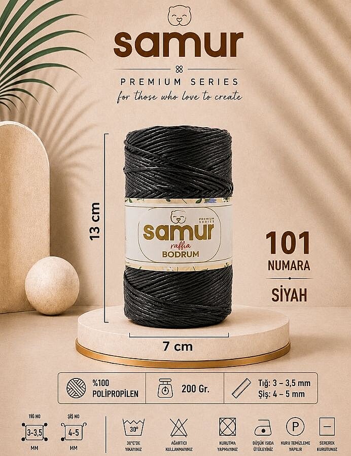 SAMUR,BODRUM RAFFİA 101 SİYAH - SAMUR