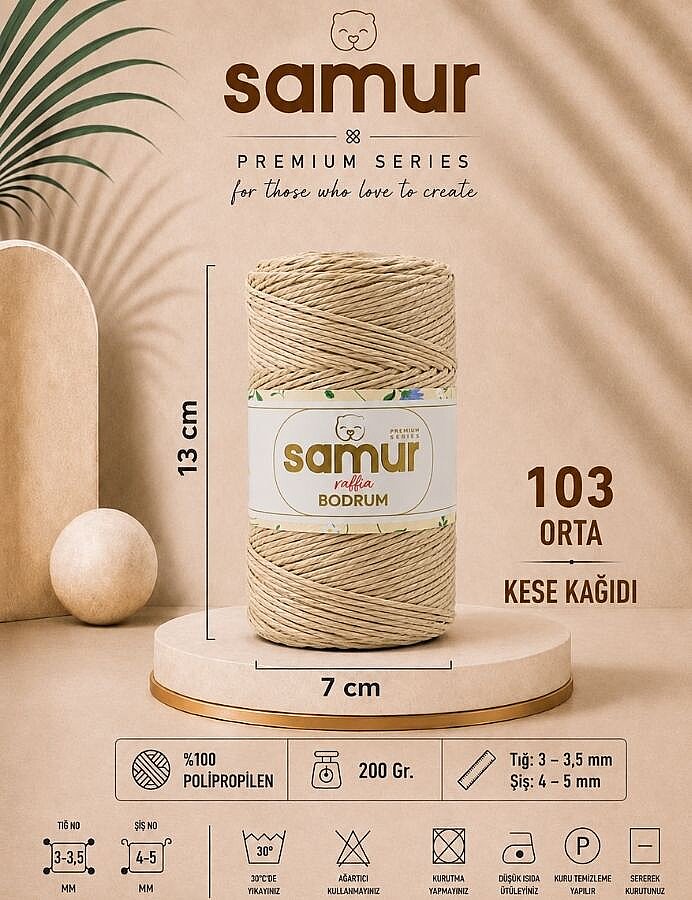 SAMUR,BODRUM RAFFİA 103 ORTA KESE KAĞIDI - SAMUR