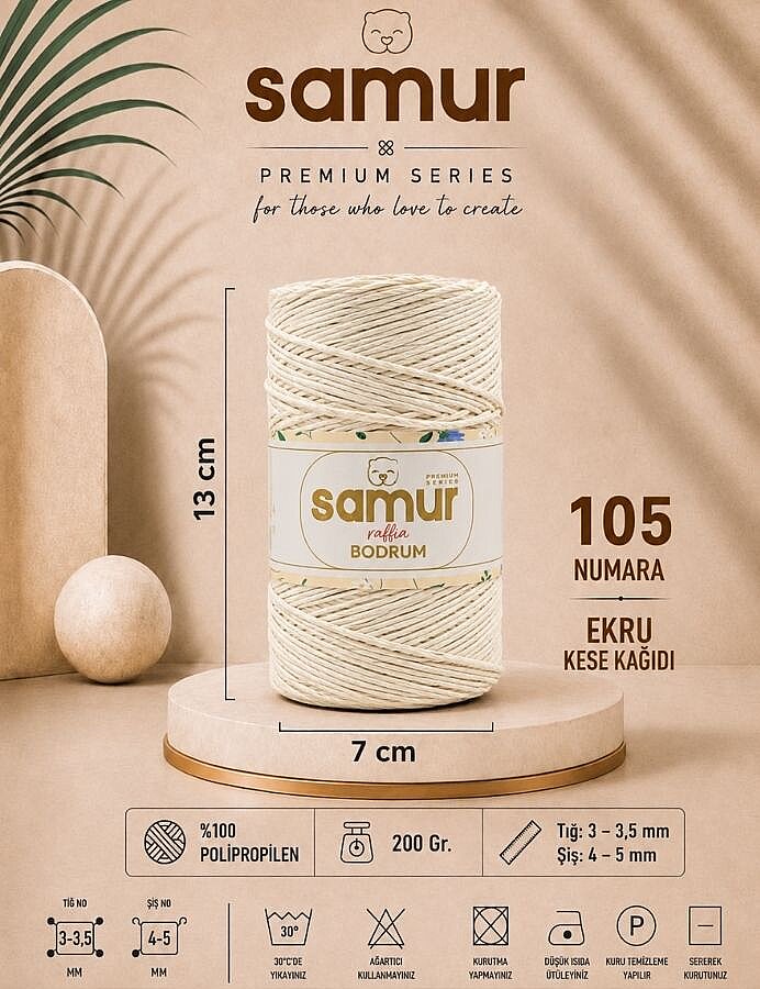SAMUR,BODRUM RAFFİA 105 EKRU KESE KAĞIDI - SAMUR