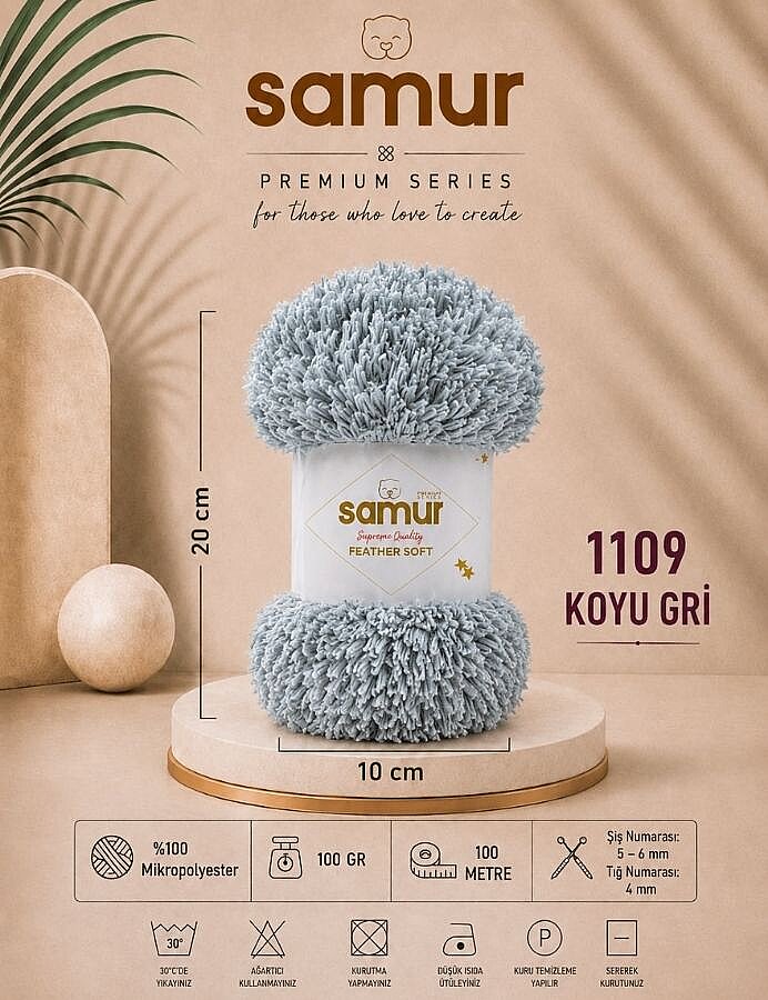 SAMUR,FEATHER SOFT 1109 KOYU GRİ - SAMUR