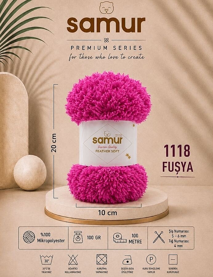 SAMUR,FEATHER SOFT 1118 FUŞYA - SAMUR