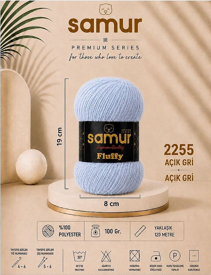 SAMUR,FLUFFY 2255 AÇIK GRİ - SAMUR