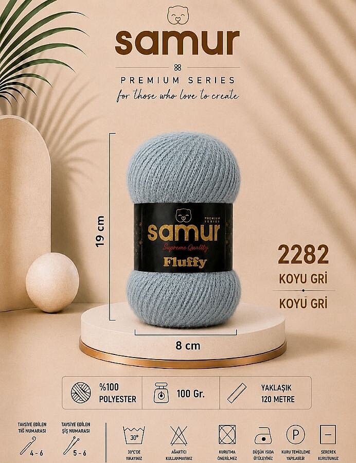 SAMUR,FLUFFY 2282 KOYU GRİ - SAMUR