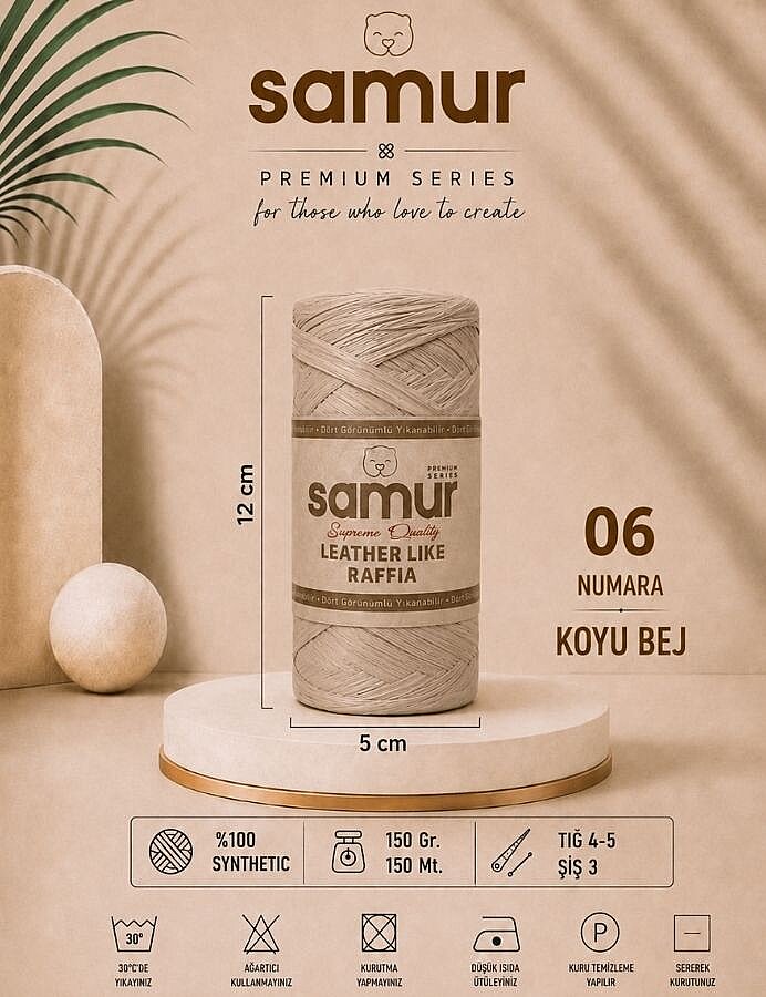 SAMUR,LEATHER LİKE RAFFİA 06 KOYU BEJ - SAMUR
