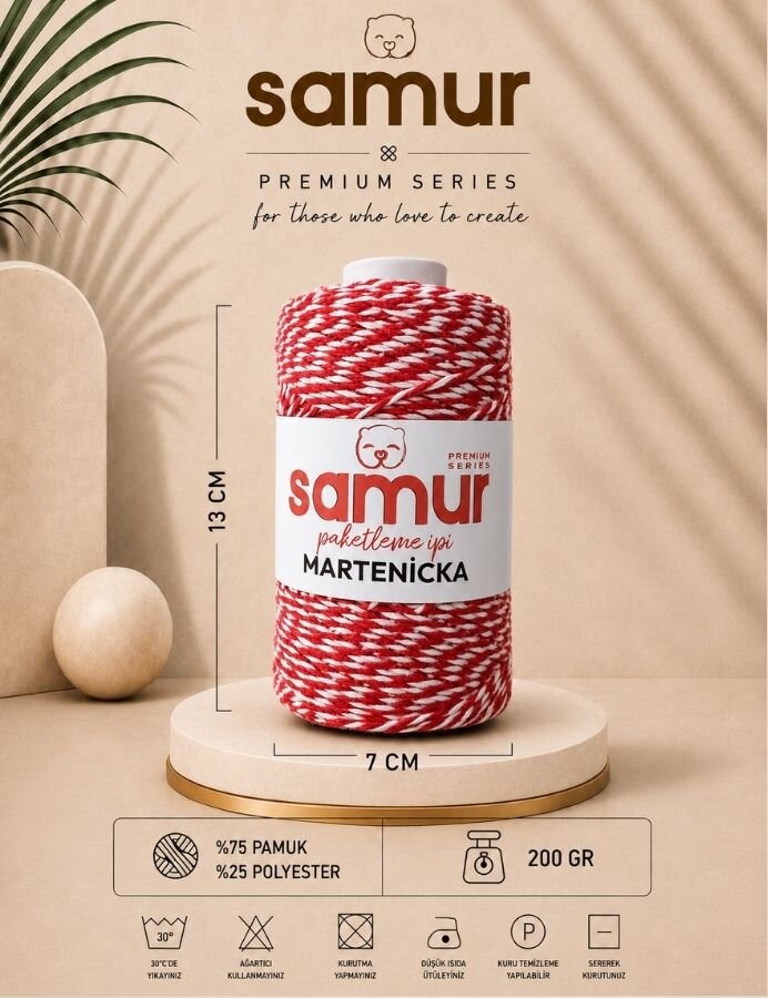 SAMUR,MARTENİÇKA PAKETLEME İPİ KIRMIZI.BEYAZ - SAMUR