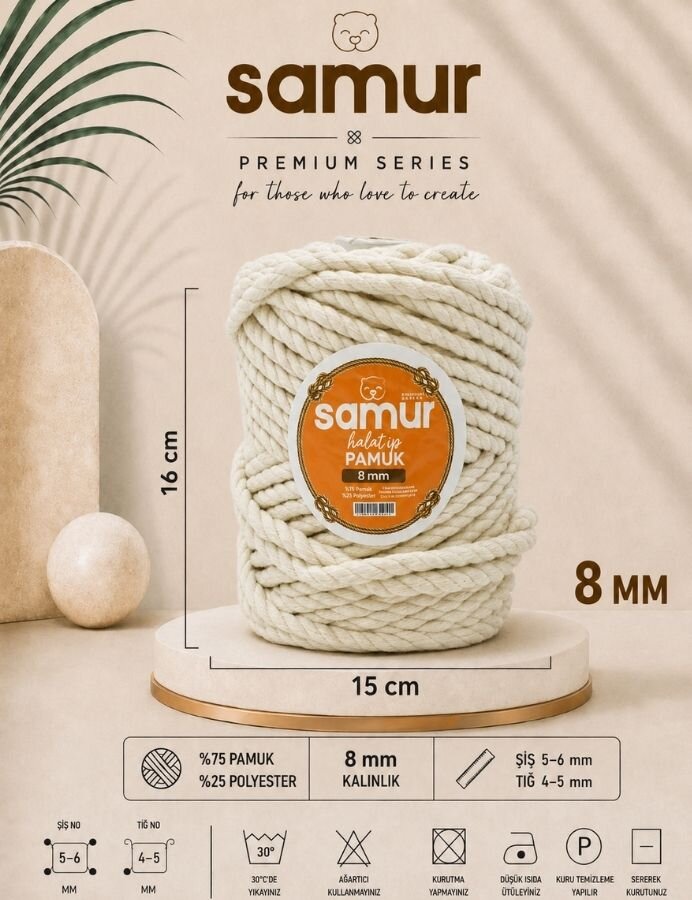 SAMUR,PAMUK HALAT İP 08 MM - SAMUR