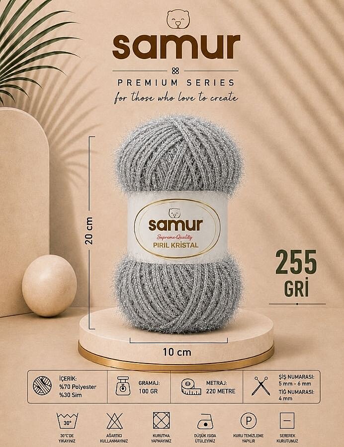 SAMUR,PIRIL KRİSTAL 255 GRİ - SAMUR