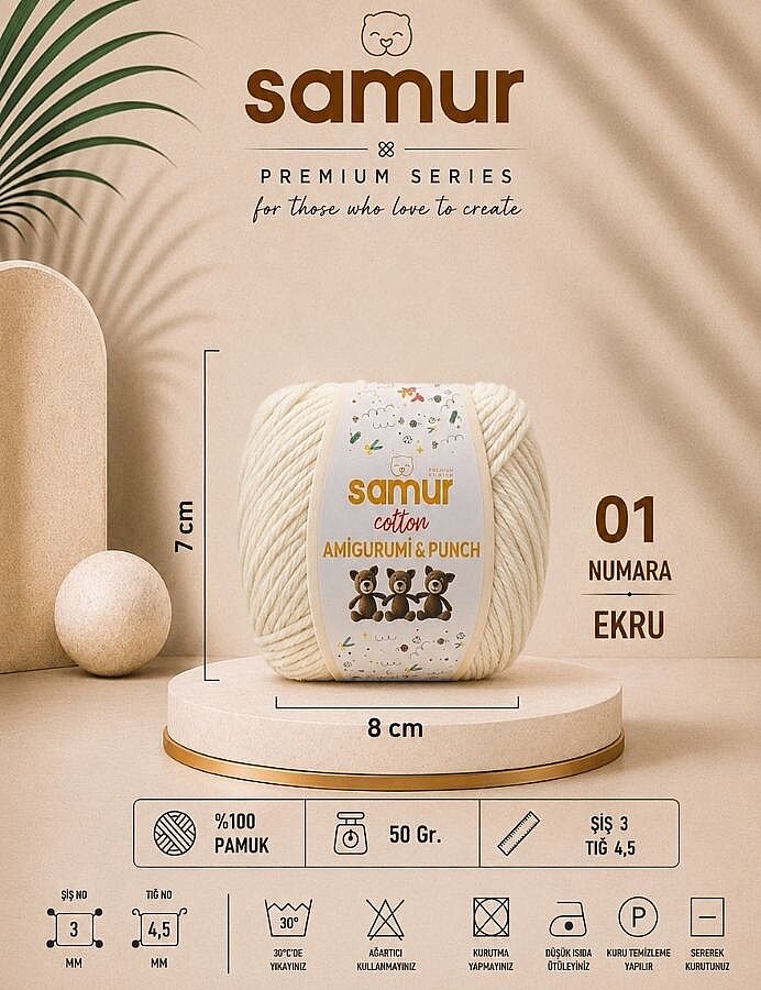 SAMUR,PANÇ & AMİGURUMİ 01 EKRU - SAMUR