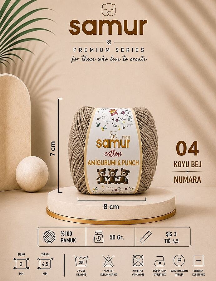 SAMUR,PANÇ & AMİGURUMİ 04 KOYU BEJ - SAMUR