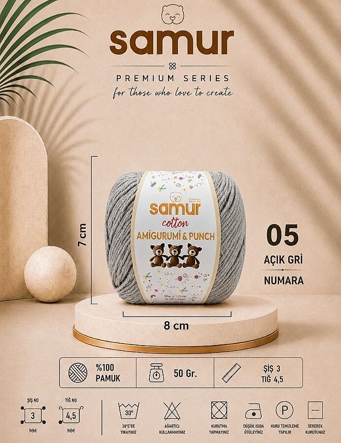 SAMUR,PANÇ & AMİGURUMİ 05 AÇIK GRİ - SAMUR