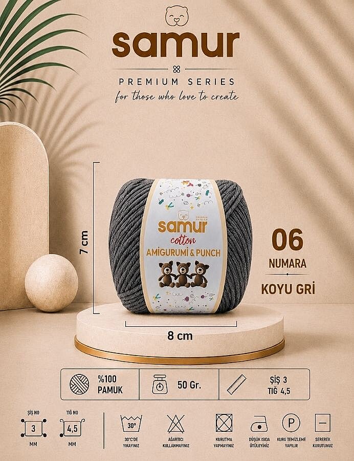 SAMUR,PANÇ & AMİGURUMİ 06 KOYU GRİ - SAMUR