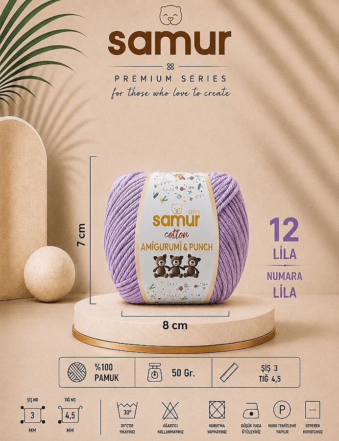 SAMUR,PANÇ & AMİGURUMİ 12 LİLA - SAMUR
