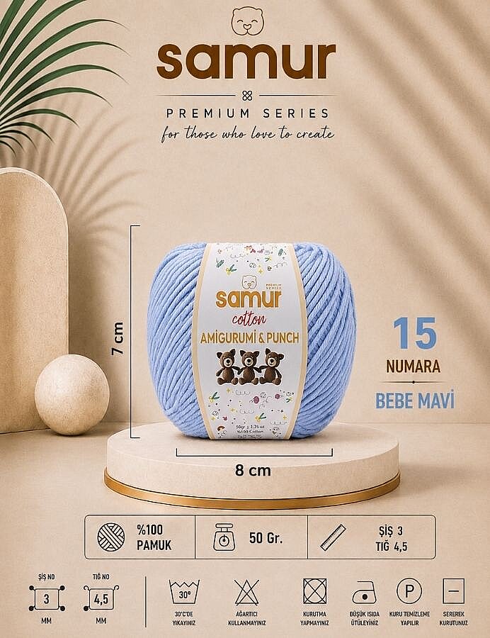 SAMUR,PANÇ & AMİGURUMİ 15 BEBE MAVİ - SAMUR