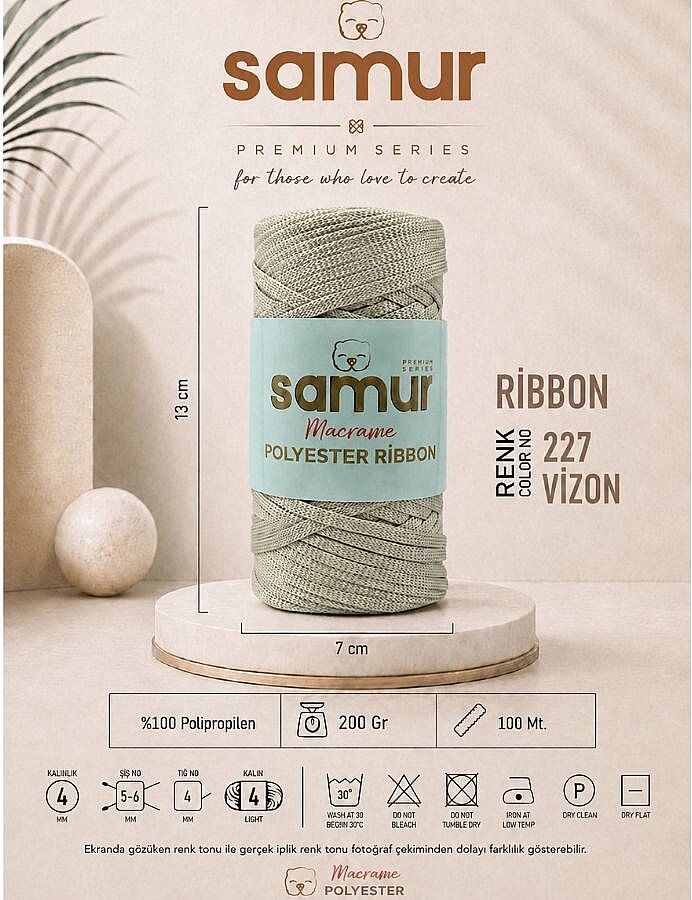 SAMUR,RİBBON POLYESTER MAKROME 0227 VİZON - SAMUR