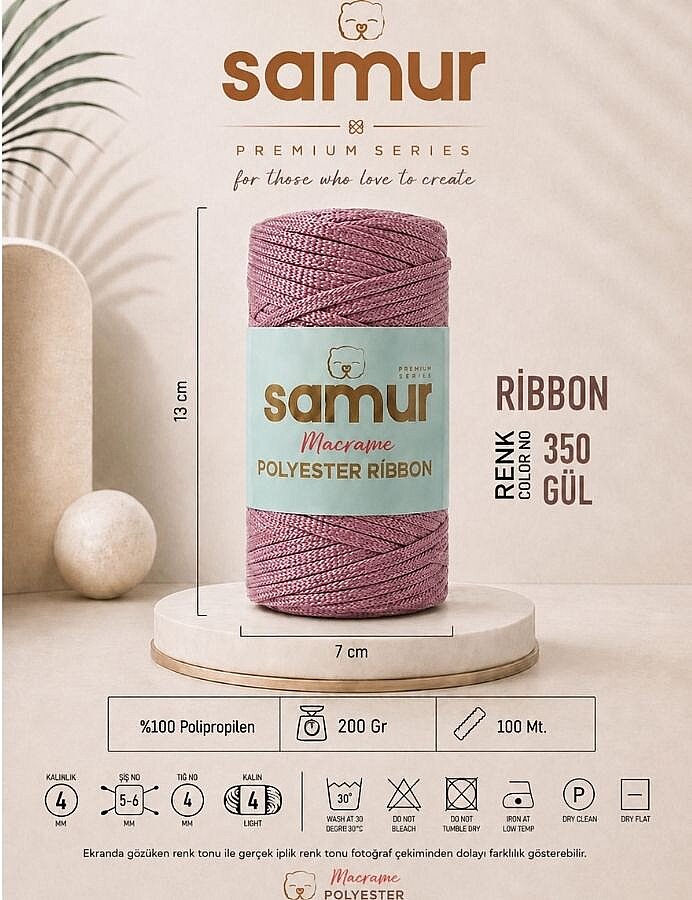 SAMUR,RİBBON POLYESTER MAKROME 0350 GÜL - SAMUR