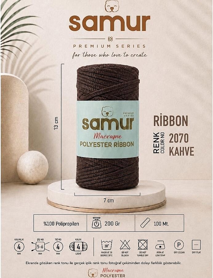 SAMUR,RİBBON POLYESTER MAKROME 2070 KAHVE - 1