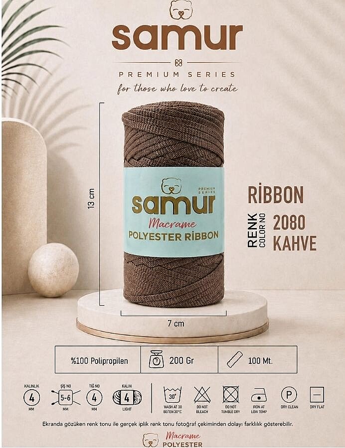 SAMUR,RİBBON POLYESTER MAKROME 2080 KAHVE - 1