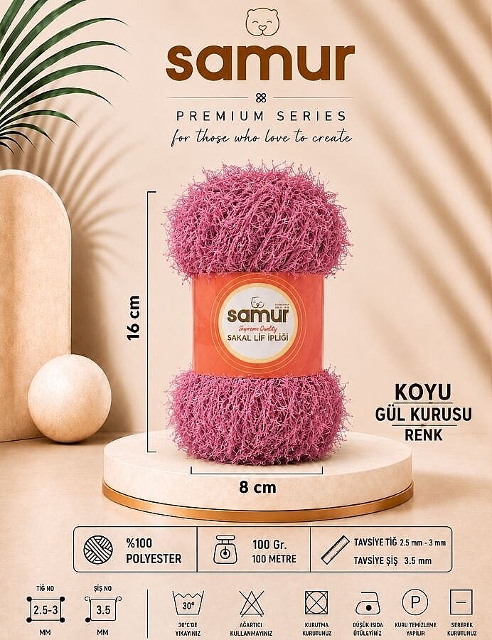SAMUR,SERT LİF İPİ 407 KOYU GÜL KURUSU - SAMUR