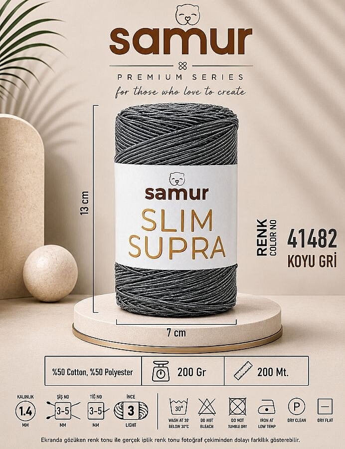 SAMUR,SLIM SUPRA 41482 KOYU GRİ - 