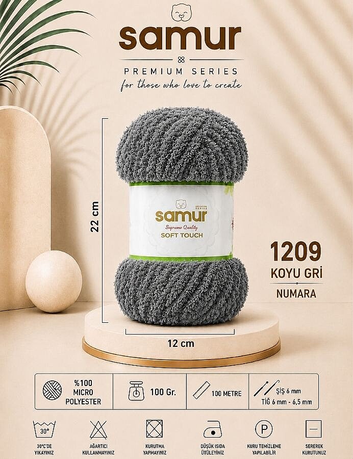 SAMUR,SOFT TOUCH 1209 KOYU GRİ - SAMUR