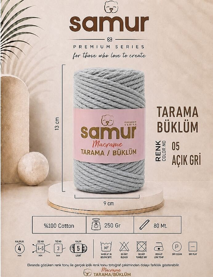 SAMUR,TARAMA BÜKLÜM MAKROME 05 AÇIK GRİ - SAMUR