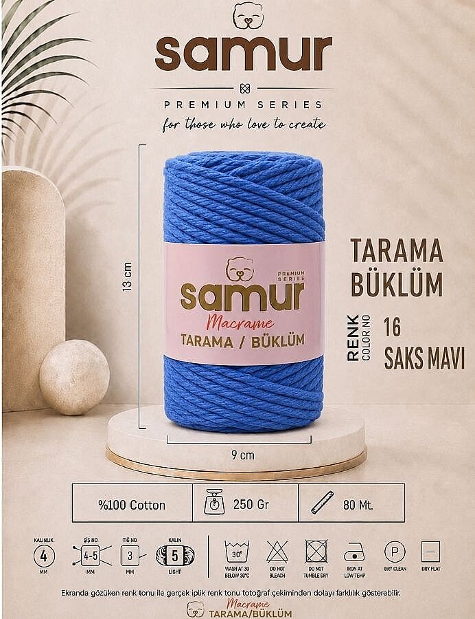 SAMUR,TARAMA BÜKLÜM MAKROME 16 SAKS MAVİ - SAMUR