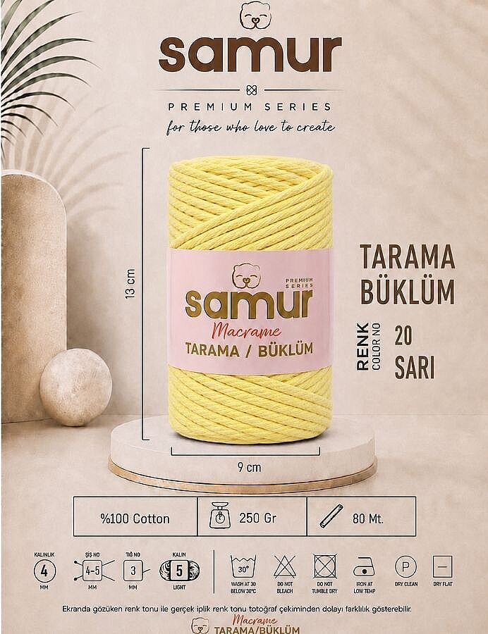 SAMUR,TARAMA BÜKLÜM MAKROME 20 SARI - SAMUR