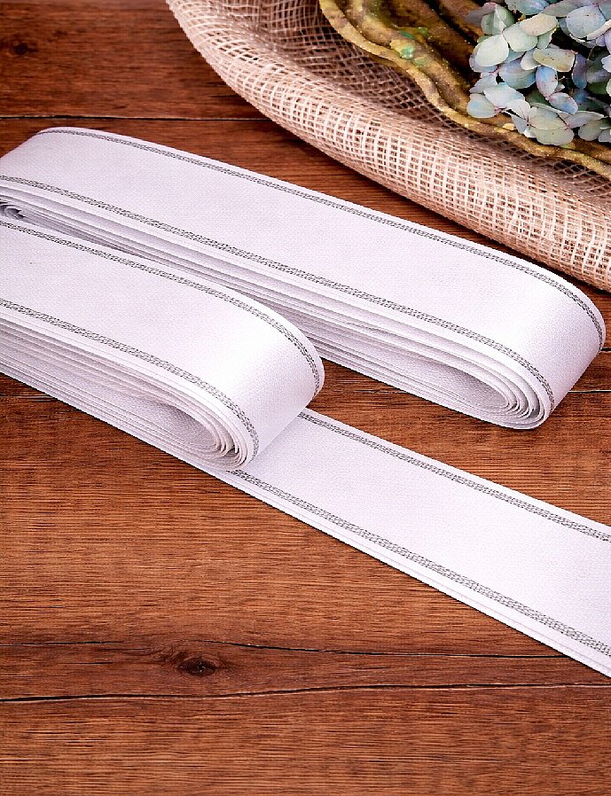 NAZARONE,03 CM SİMLİ SATEN KURDELA BEYAZ NO:9 - 1