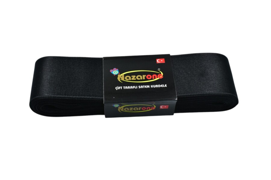 NAZARONE,04 CM SATEN KURDELA SİYAH NO:12 - NAZARONE