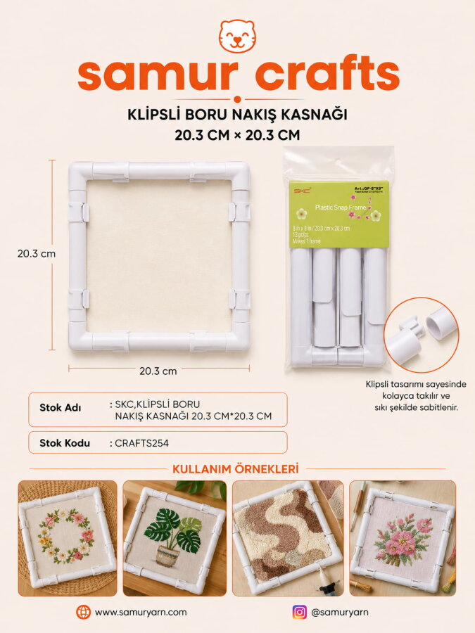 SKC,KLİPSLİ BORU NAKIŞ KASNAĞI 20.3 CM*20.3 CM - 